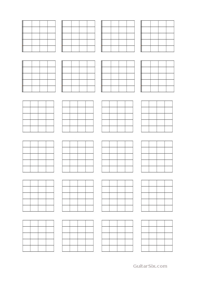 Blank Guitar Chord Chart Paper Sheet And Chords Collection